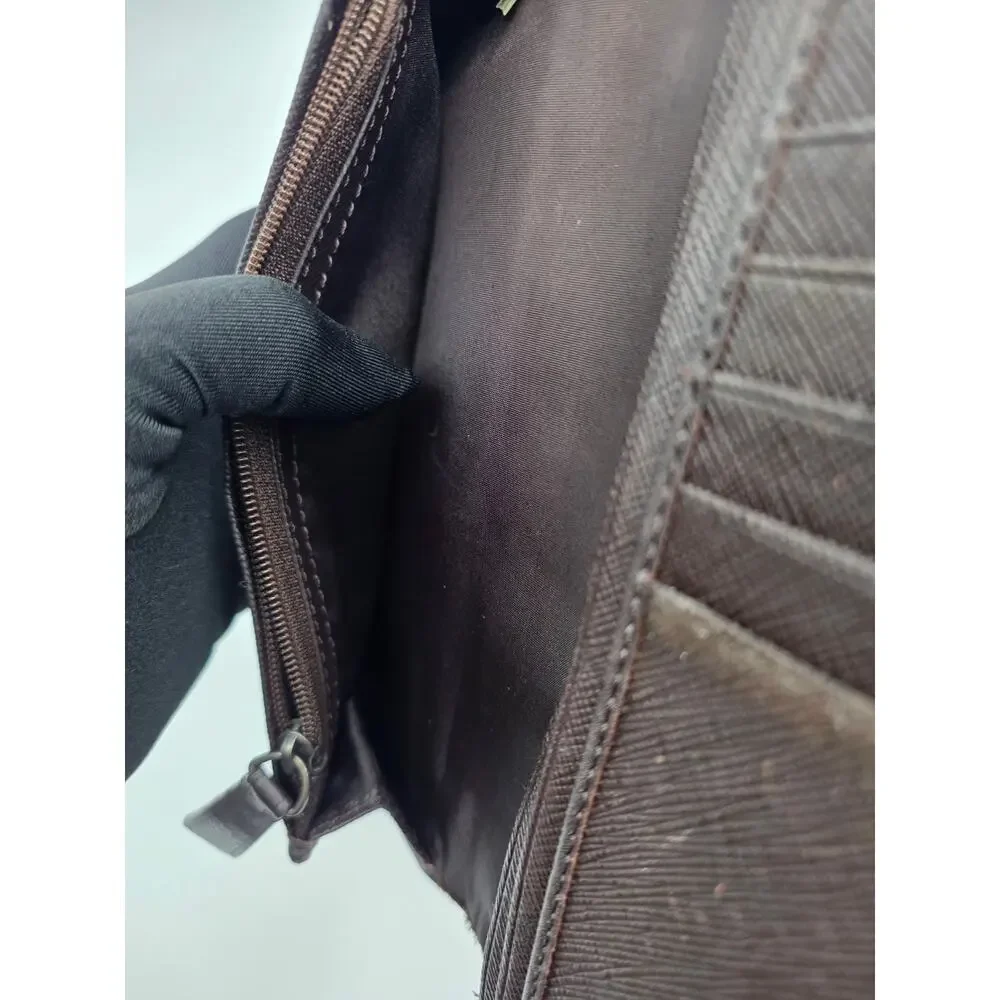 Vintage Coach Brown Signature Leather Breast Pocket Long Wallet Zip Organizer